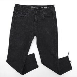 Miss Me Jeans Womens 29 Black hailey Skinny Raw Hem Embroidered Studded